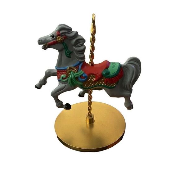 Hallmark Christmas Carousel Horse Holly 1989 2nd in Collection of 4 Gray Horse - Picture 5 of 9